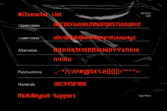 Arcadia Font free